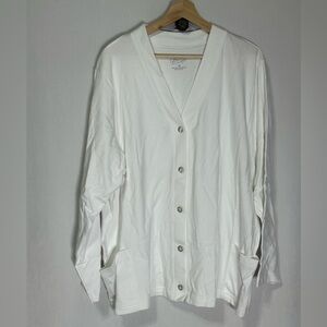 NWT Ultrasofts Classic Button-Front Cardigan - Long Sleeves Pockets - 3X White